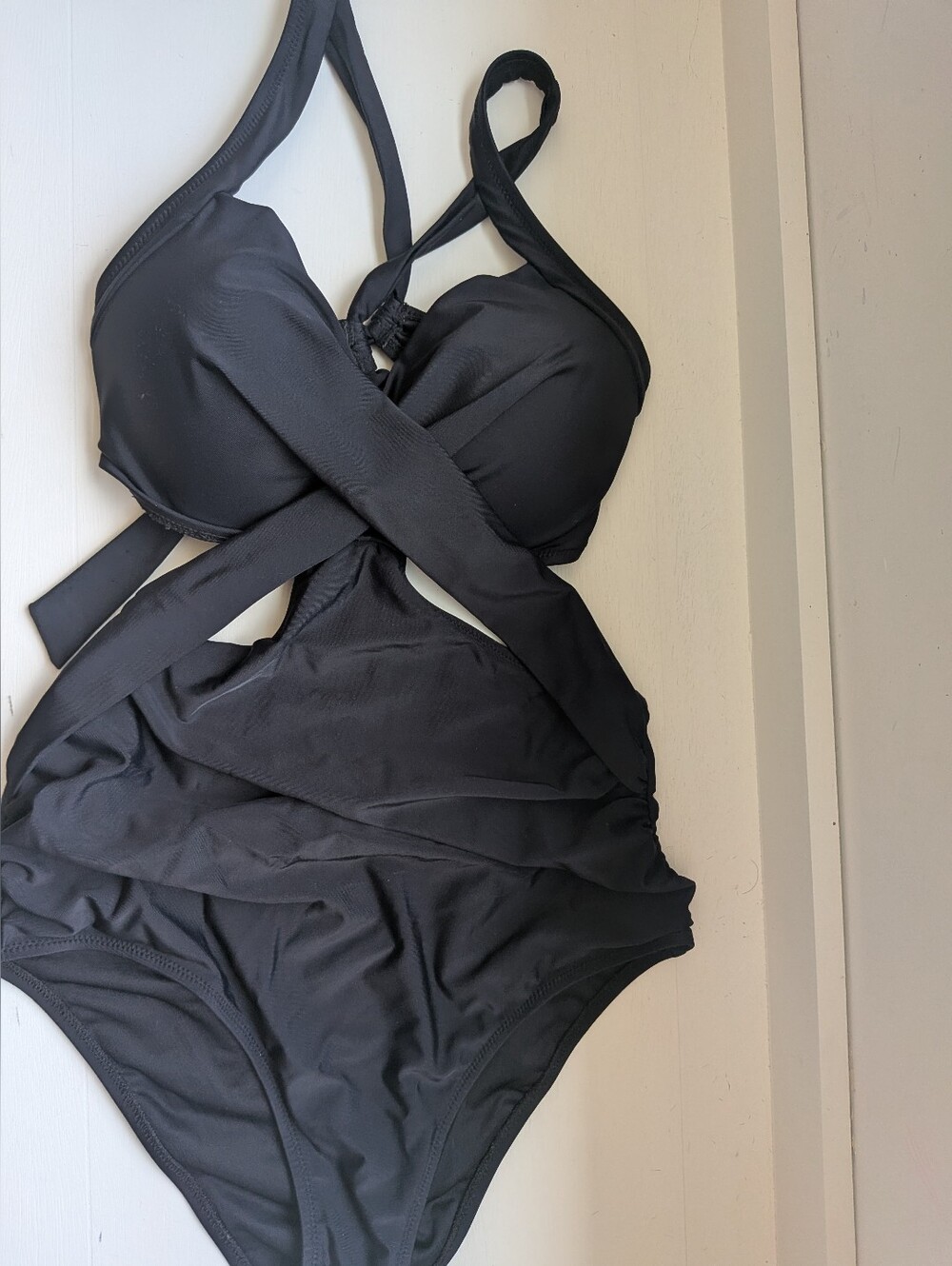Women’s Black Crisscross One-Piece Swimsuit